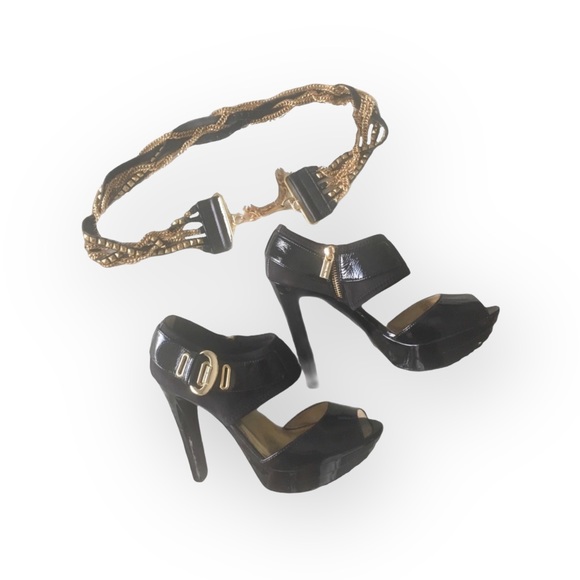 new LF ♐︎ Streets Ahead ♐︎ Twisted Multi Chain Leather Belt  ♐︎ Black + Gold ♐︎ - Picture 2 of 16